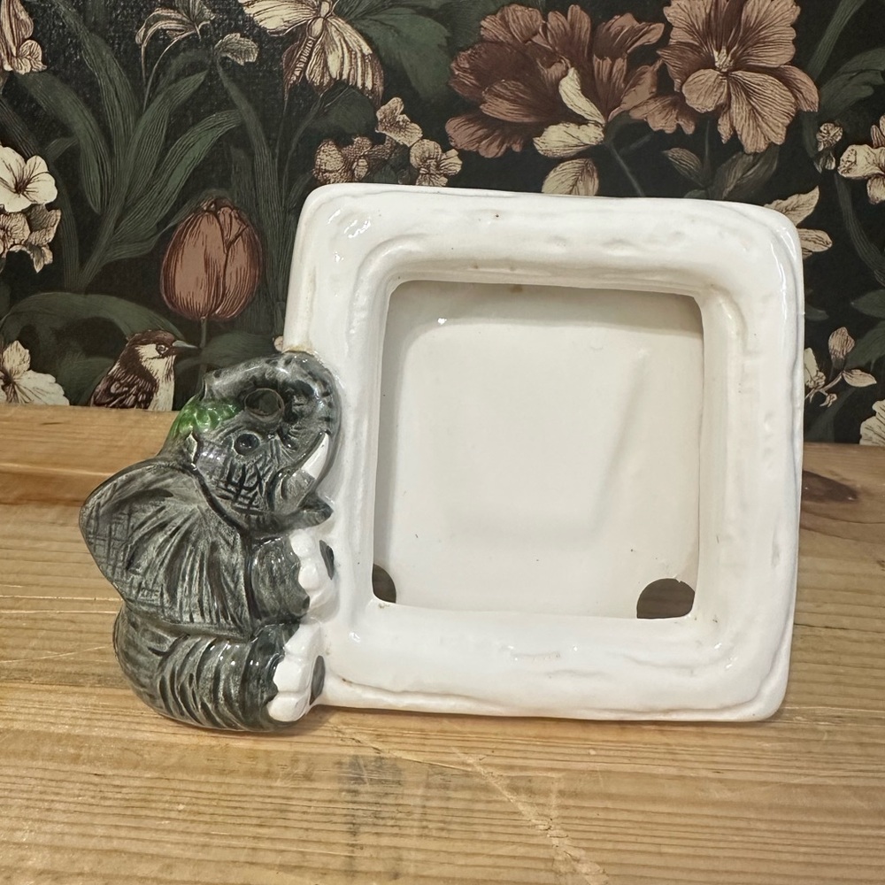 Vintage Elephant Trunk Up Frame 4” By 4” Mann Japan